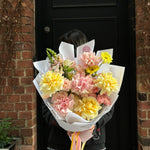 Golden Hour bouquet of soft yellow and blush pink flowers, delivered same-day by Feeling Floral, a Melbourne florist.