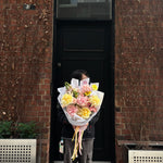 Golden Hour bouquet of soft yellow and blush pink flowers, delivered same-day by Feeling Floral, a Melbourne florist.